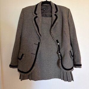 Banana Republic Gray and Black Blazer with skirt Set
